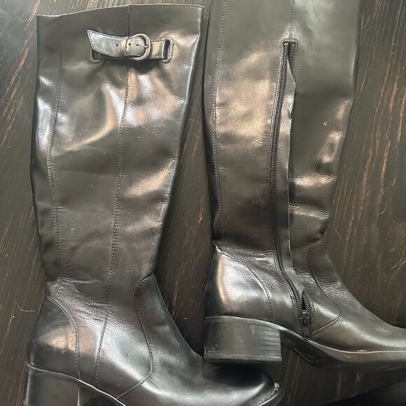 Black Riding Boots Size 36.5 (6.5) - Picture 1 of 2
